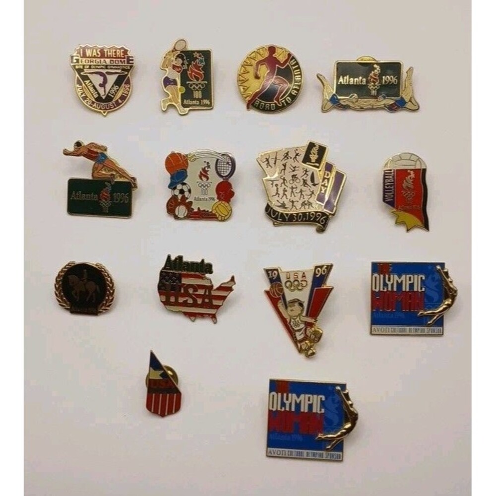 1996 Summer Olympics Atlanta Georgia Pin Lot Set 14 Pins USA  Vintage Souvenirs
